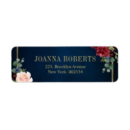 Burgundy Navy Blush Floral Geometric Wedding Label