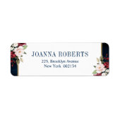 Burgundy Navy Blush Floral Geometric Wedding Label (Vorne)