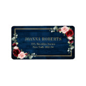 Burgundy Navy Blush Floral Geometric Wedding Label Adressaufkleber (Vorne)