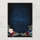 Burgundy Navy Blush Floral Geometric Wedding Menükarte (Rückseite)