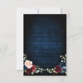 Burgundy Navy Blush Floral Geometric Wedding RSVP Karte (Rückseite)