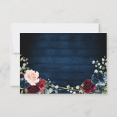 Burgundy Navy Blush Floral Geometric Wedding RSVP Karte (Rückseite)