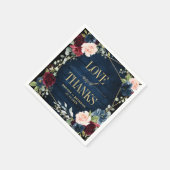 Burgundy Navy Blush Floral Geometric Wedding Serviette (Ecke)