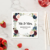 Burgundy Navy Blush Floral Geometric Wedding Serviette (Beispiel)