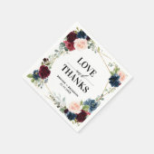 Burgundy Navy Blush Floral Geometric Wedding Serviette (Ecke)