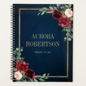 Burgundy Navy Blush Floral Gold Geometric Planer (Vorderseite)