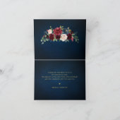 Burgundy Navy Blush Floral Gold Geometric Wedding Dankeskarte (Innenseite)