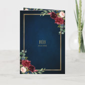 Burgundy Navy Blush Floral Gold Geometric Wedding Einladung (Rückseite)