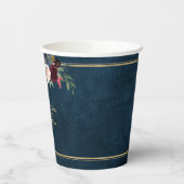 Burgundy Navy Blush Floral Gold Geometric Wedding Pappbecher (Links)