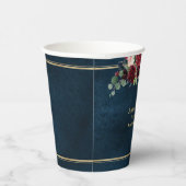 Burgundy Navy Blush Floral Gold Geometric Wedding Pappbecher (Rechts)