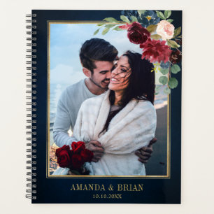Burgundy Navy Blush Floral Gold Geometric Wedding Planer