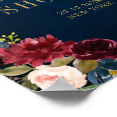 Burgundy Navy Blush Floral Gold Geometric Welcome Poster (Ecke)