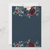 Burgundy Navy Blush Floral Hochzeit Speichern Sie Einladung (Rückseite)
