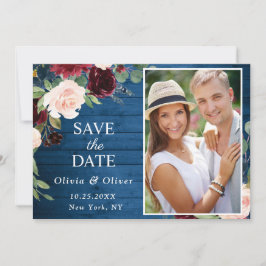 Burgundy Navy Blush FOTO Blumenhochzeit Save The Date
