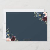 Burgundy Navy Blush Foto Save the Date Einladung (Rückseite)