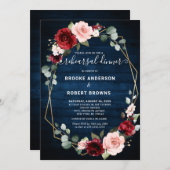 Burgundy Navy Blush Geometric Probe Dinner Einladung (Vorne/Hinten)