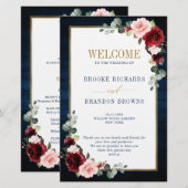 Burgundy Navy Blush Geometric Wedding Program (Vorne/Hinten)