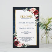 Burgundy Navy Blush Geometric Wedding Program (Stehend Vorderseite)