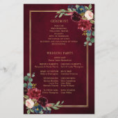 Burgundy Navy Blush Geometric Wedding Program (Rückseite)