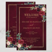 Burgundy Navy Blush Geometric Wedding Program (Vorne/Hinten)