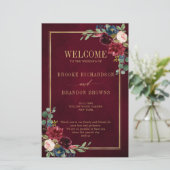 Burgundy Navy Blush Geometric Wedding Program (Stehend Vorderseite)