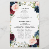 Burgundy Navy Blush Geometric Wedding Program (Rückseite)