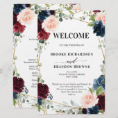 Burgundy Navy Blush Geometric Wedding Program (Vorne/Hinten)