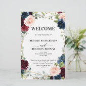 Burgundy Navy Blush Geometric Wedding Program (Stehend Vorderseite)