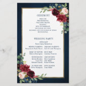 Burgundy Navy Blush Geometric Wedding Program (Rückseite)