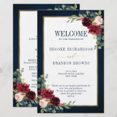 Burgundy Navy Blush Geometric Wedding Program (Vorne/Hinten)