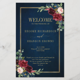 Burgundy Navy Blush Geometric Wedding Program
