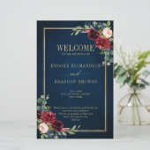 Burgundy Navy Blush Geometric Wedding Program (Stehend Vorderseite)