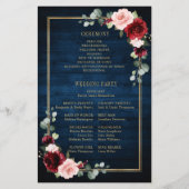 Burgundy Navy Blush Geometric Wedding Program (Rückseite)