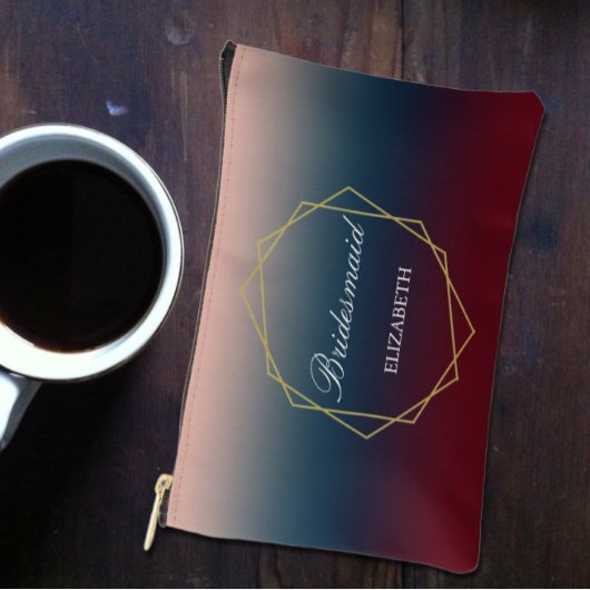 Burgundy Navy Blush Geometric Wedding Zubehörtasche