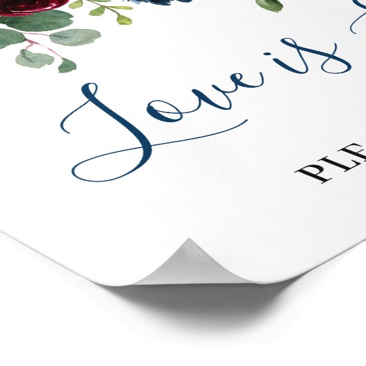 Burgundy Navy Blush Liebe ist süße Hochzeit Poster (Ecke)