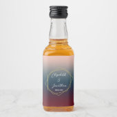 Burgundy Navy Blush Ombre Geometric Wedding Alkoholflaschenetikett (Vorderseite)