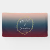 Burgundy Navy Blush Ombre Geometric Wedding Banner (Horizontal)