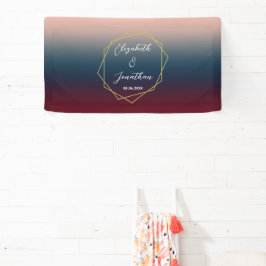 Burgundy Navy Blush Ombre Geometric Wedding Banner