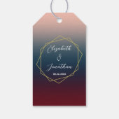 Burgundy Navy Blush Ombre Geometric Wedding Geschenkanhänger (Rückseite)