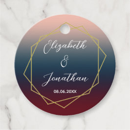 Burgundy Navy Blush Ombre Geometric Wedding Geschenkanhänger