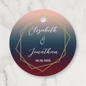 Burgundy Navy Blush Ombre Geometric Wedding Geschenkanhänger (Rückseite)