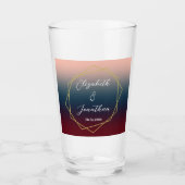 Burgundy Navy Blush Ombre Geometric Wedding Glas (Vorderseite)