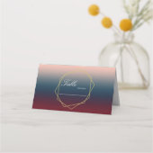 Burgundy Navy Blush Ombre Geometric Wedding Platzkarte (Vorderseite)