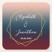 Burgundy Navy Blush Ombre Geometric Wedding Rechteckiger Pappuntersetzer (Vorderseite)
