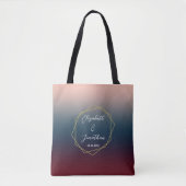 Burgundy Navy Blush Ombre Geometric Wedding Tasche (Vorderseite)
