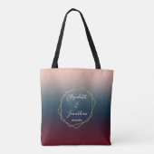 Burgundy Navy Blush Ombre Geometric Wedding Tasche (Rückseite)
