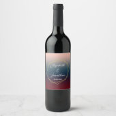 Burgundy Navy Blush Ombre Geometric Wedding Weinetikett (Vorderseite)