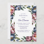 Burgundy Navy Blush Peony Brautparty Einladung (Vorderseite)