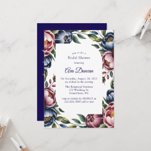 Burgundy Navy Blush Peony Brautparty Einladung