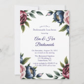 Burgundy Navy Blush Peony Bridesmaids Luncheon Einladung (Vorderseite)